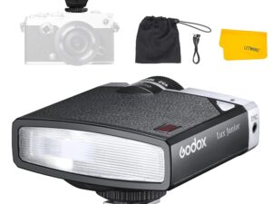 Godox Lux Junior Retro Camera Flash,GN12 6000K±200K CCT,Auto & Manual Modes 1/1-1/64 Flash Power,28mm Focal Length,for Fujifilm,for Canon,for Nikon, for Olympus, for Sony Camera