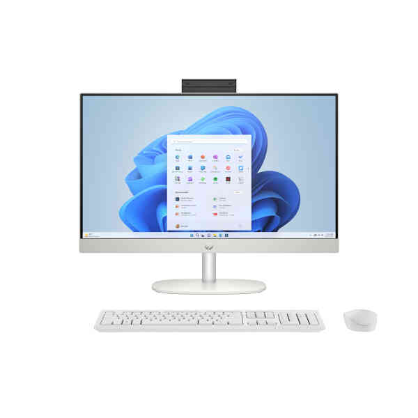 HP All in One PC, 23.8 , AMD Ryzen 5 7520U, 8 GB RAM, 512 GB SSD, AMD Radeon Graphics, Windows 11 Home, Shell White, 24-cr0007ne