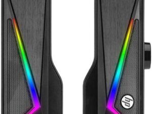 HP DHE-6005 RGB Desktop Subwoofer Computer Speaker, 2x 3W Rated Power, LED Light, Dual Speakers Sound, 4D Surround Sound, 3.5mm Interface + USB, 1.2m