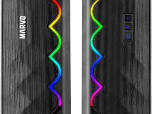 MARVO SG-269 RGB PC Gaming Speakers, Wired & Wireless Connectivity, Bluetooth 5.0 Version, 3W x 2 Power, RGB with 6 Light Modes, Black | SG-269