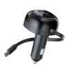 Porodo Dual Port Retractable Car Charger, Black, FWCH030