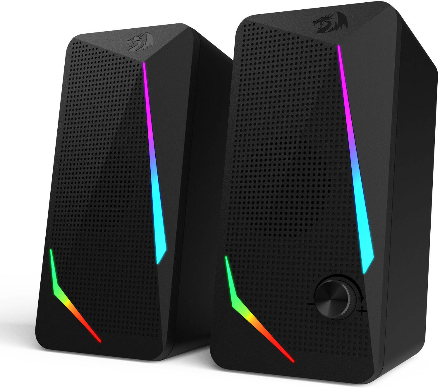 Redragon GS510 Waltz Gaming Speaker, 5W x2 Speaker RMS, USB + 3.5mm Connectivity, 8 Light Modes Touch, 2.0 Channel, Volume Knob, Plastic Material, Bla