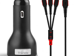 Trands Dual Port Car Charger with 3 in 1 Cable