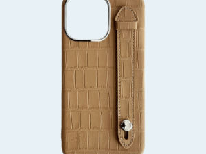 AA Cases Crocodile with Strap Case For iPhone 15 Pro Max 6.7 - Beige