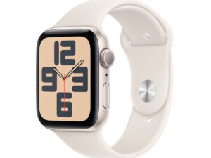 Apple Watch SE GPS, 44 mm Starlight Aluminium Case with Starlight Sport Band - M/L, MXEV3QA/A