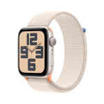 Apple Watch SE GPS, Starlight Aluminium Case with Starlight Sport Loop, 44 mm, MRE63