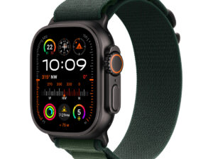 Apple Watch Ultra 2 GPS + Cellular, 49 mm Black Titanium Case with Dark Green Alpine Loop - Large