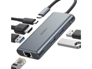 Aukey 6 in 1 USB-C Hub, 100 W, Black, CB-C75