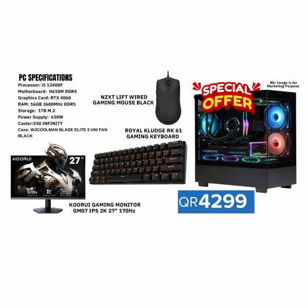 Best Gaming PC in Qatar | Buy Gaming PC Bundle for QR 4299