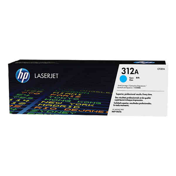 HP 312A Original Laserjet Toner Cartridge, Cyan, CF381A