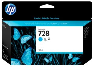 HP 728 Cyan DesignJet Ink Cartridge, 130ml