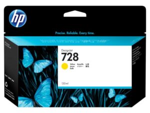 HP 728 Yellow DesignJet Ink Cartridge, 130ml
