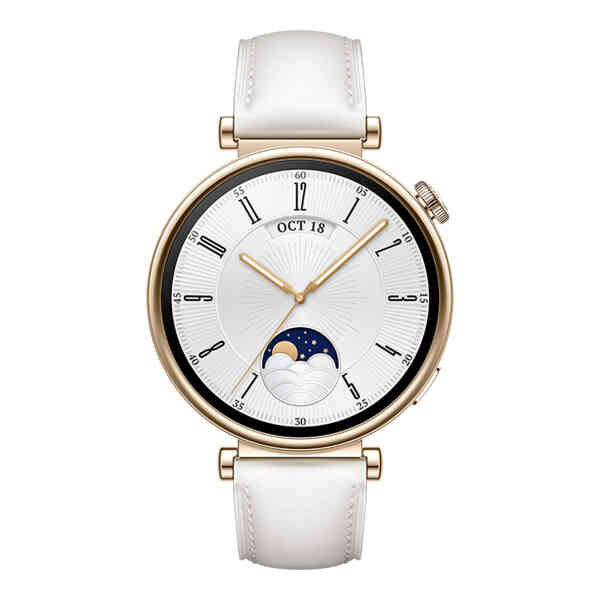 Huawei Smart Watch GT 4, 41 mm, White Leather Strap, Aurora-B19L