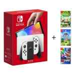 Nintendo Switch OLED Console White + 3 Assorted Games