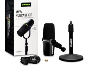 Podcast Microphone Bundle, Enhanced Audio, LED Touch Panel, USB-C & XLR Outputs, Auto Level Mode, Digital Pop Filter, Reverb Effects, Podcasting, Streaming, Recording MV7+K-BNDL...