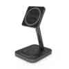 Promate 2-in-1 Wireless Charging Stand With 15W Magneoc Charger & 5W QI Wireless Charger, Grey