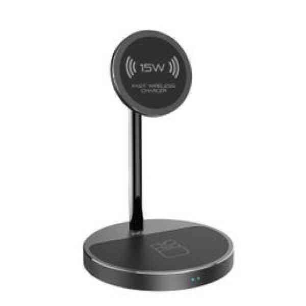Promate 3-in-1 Magsafe Wireless Charger With 15W Magsafe, 5W QI & 20W PD USB-C, UK-Black