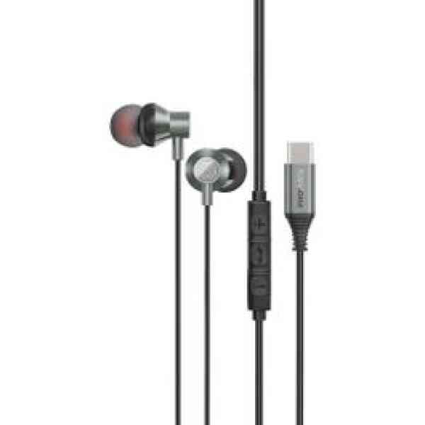 Promate in Ear USB C Stereo Earphone With Microphone Grey