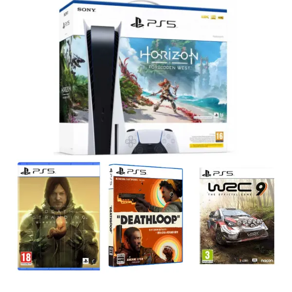 PS5 CONSOLE DISC+HORIZON FORBIDDEN WEST DLC BUNDLE + 3GAMES
