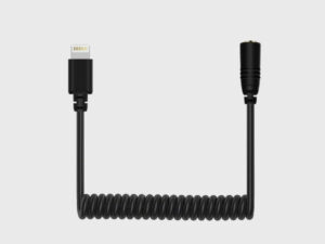 PULUZ 3.5mm TRRS Female to 8 Pin Male Live Microphone Audio Adapter Spring Coiled Cable for iPhone, Cable Stretching to 100cm(Black)