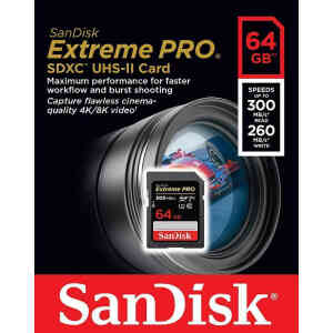 SanDisk Extreme PRO 64GB 300/260MB/S UHS-II SDXC Memory Card(SDSDXDK-064G-GN4IN)