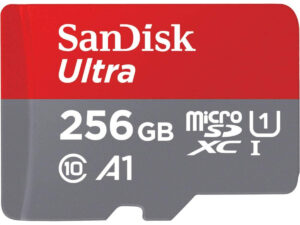 SanDisk Ultra UHS I MicroSD Card, 256 GB, 150MB/s, Gray/Red, SDSQUAC-256G-GN6MN