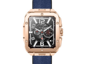Swiss Military Alps2 Smart Watch, Rose Gold Frame and Blue Leather Strap, 1.85 inch