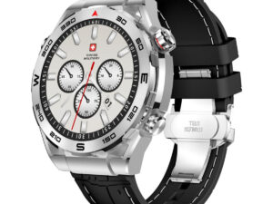 Swiss Military DOM3 Smartwatch - Silver with Black Silicon Strap +VICTOR 4 Active Noice cancelling ENC True Wireless