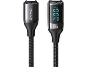 USAMS Braided Cable U78 USB-C to USB-C LED 2m 100W Fast Charging black/ SJ558USB01 US-SJ558