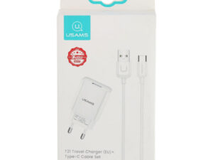 USAMS T21 TRAV EL CHARGER TYPE-C CABLE SET WHITE (T21YCTC01)