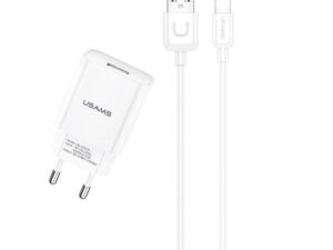USAMS T21 TRAVEL CHARGER LIGHTNING CABLE SET WHITE (T21YCLN01)