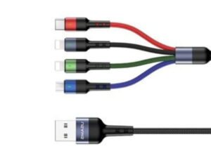 USAMS US-SJ317 4-IN-1 CABLE USB-A / MICROUSB, USB-C, 2XLIGHTNING FAST CHARGE 2A 1.2M(SJ317USB01)