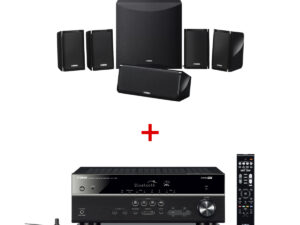 Yamaha 5.1-channel Speaker System, Black, NS-P41 + Yamaha 5.1 Channel 4K Ultra HD AV Receiver, Black, RX-V385