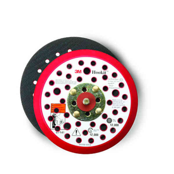 3M™ Hookit™ Clean Sanding Low Profile Disc Pad, 152mm/6" x 3/8" x 5/16-24 External 52 Holes Red Foam, 20356