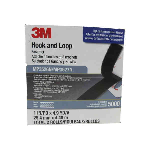 3M™ MP3526N/MP3527N Hook and Loop Fastener, 25.4 mm x 4.48 m - Black
