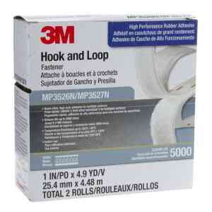 3M™ MP3526N/MP3527N Hook and Loop Fastener, 25.4 mm x 4.48 m - White