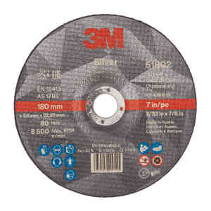 3M™ Silver Cut-Off Wheel, T42, 178 mm x 2.5 mm x 22.2 mm, 51802