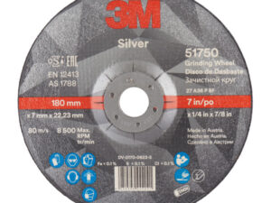 3M™ Silver Depressed Centre Grinding Wheel, T27, 178 mm x 7 mm x 22.2 mm, 51750
