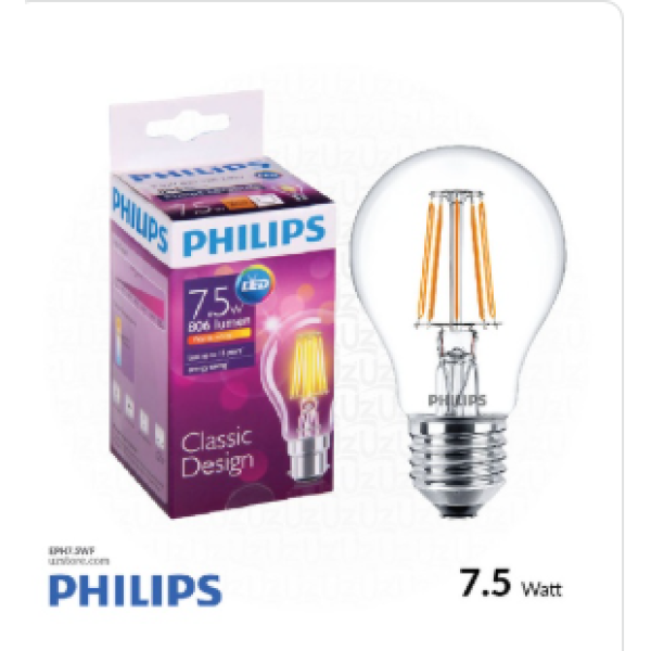 PHILIPS E27 LED Lamp Bulb Filemental 7.5W , 3000K Warm White