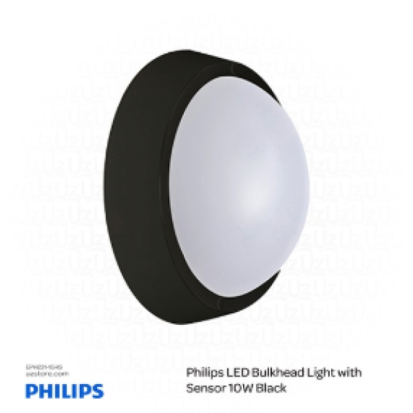 PHILIPS LED Bulkhead Light with Sensor Black WL008C10W