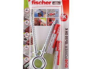Fischer DuoPower Expansion Plug with Eye Hook, 10x50 OH K NV (Pack of 2) - 535015