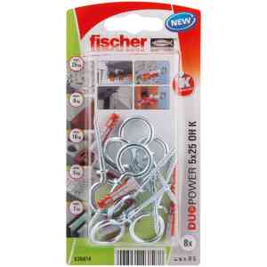 Fischer DuoPower Expansion Plug with Eye Hook, 5×25 OH K NV (Pack of 8) – 535014