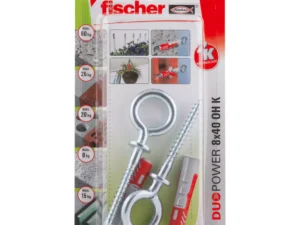 Fischer DuoPower Expansion Plug with Eye Hook, 8x40 OH K NV (Pack of 2) - 535006