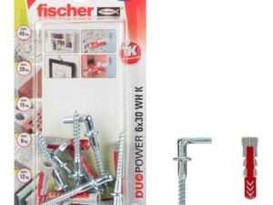Fischer DuoPower Universal Plug with Angle Hook, 6x30 WH K NV (Pack of 6) - 535000