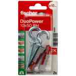 Fischer DuoPower Universal Plug with Round Hook, 10x50 RH K NV (Pack of 2) - 535004