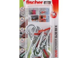 Fischer DuoPower Universal Plug with Round Hook, 6x30 RH K NV (Pack of 6) - 535013