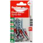 Fischer DuoPower Universal Plug with Round Hook, 8x40 RH K NV (Pack of 4) - 535003