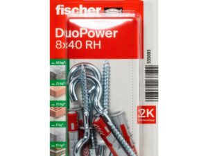 Fischer DuoPower Universal Plug with Round Hook, 8x40 RH K NV (Pack of 4) - 535003