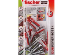 Fischer DuoPower Universal Plug with Screw, 6x30 S K NV (Pack of 12) - 534997