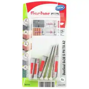 Fischer DuoSeal Nylon Plug with Enclosed Screw, 6x38 S PH TX A2 - 557731